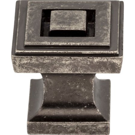 Jeffrey Alexander 1" Overall Length Distressed Pewter Square Delmar Cabinet Knob 585DP